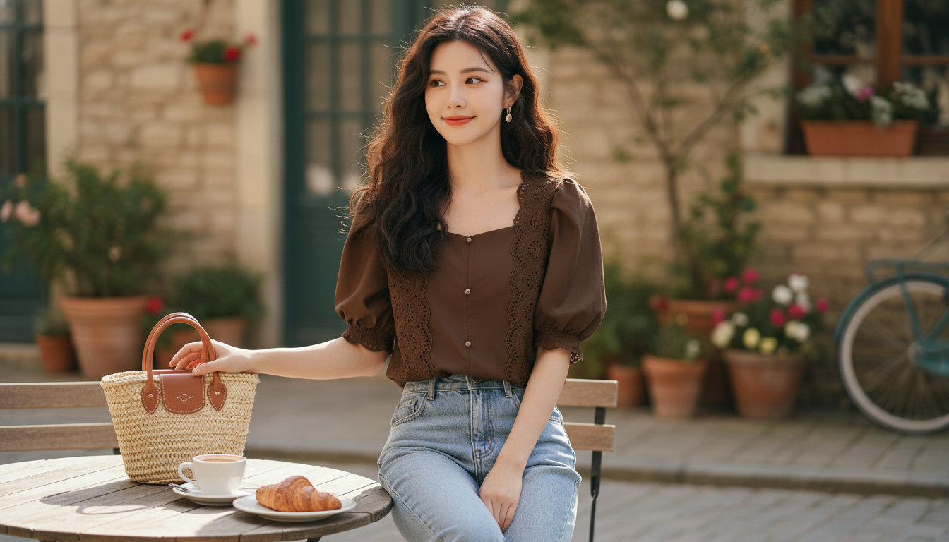 French Vintage Square Neck Blouse Styling Guide