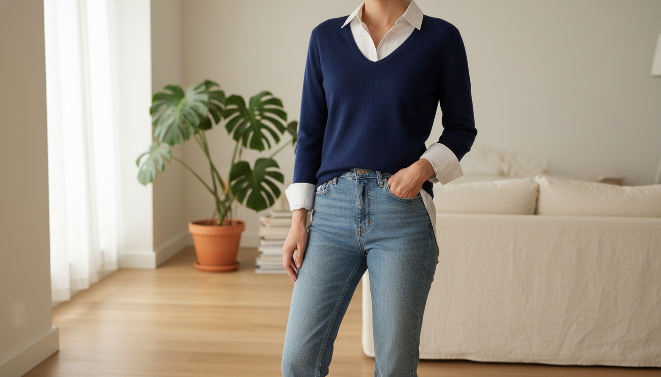 Minimalist U-Neck Slim-Fit Pullover for Spring Layering