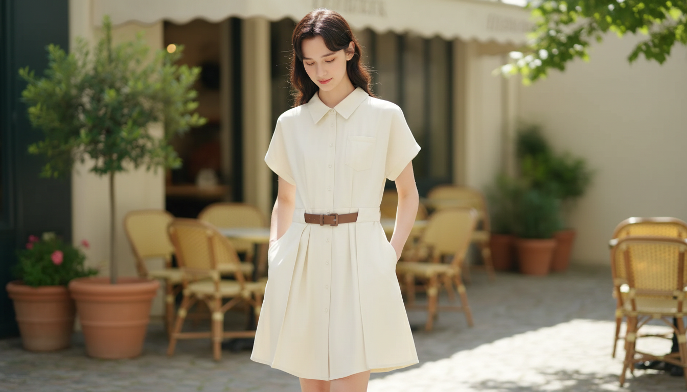 Curve-Flattering Summer Linen Shirt Dress (Empire Midi)